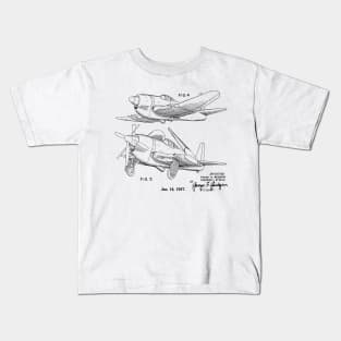 Airplane Folding Wing Patent Image 1947 Kids T-Shirt